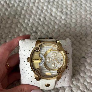 Men's Chronograph White Dial Brown Leather Watch - Diesel